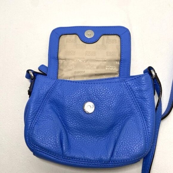 Michael Kors Small Crossbody Bag Blue Silver Toned Hardware Adjustable Strap - Picture 5 of 8